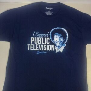 Bob Ross I Support Public Television Graphic T-Shirt‎ Tee Top Large